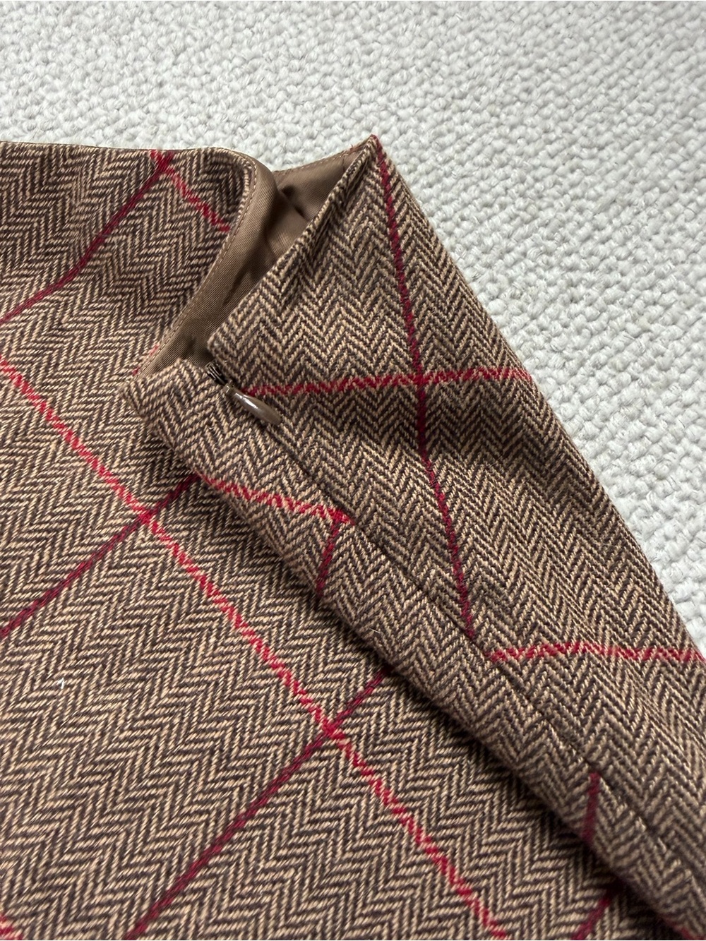 Herringbone Wool Plaid Skirt 10 Dark Academia Old Money Preppy - Picture 6 of 10